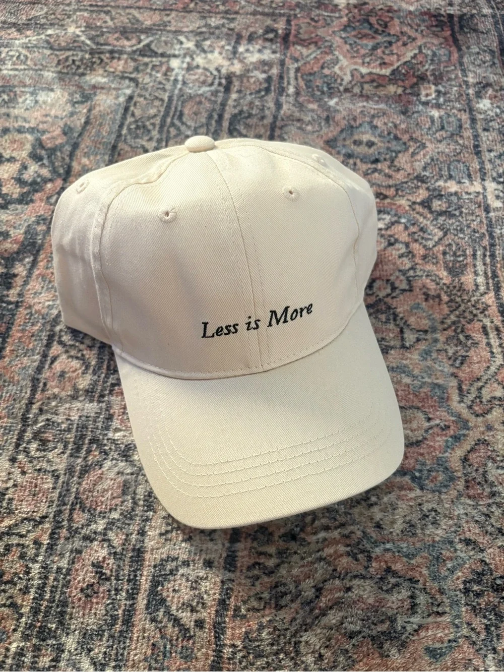 Merit Beauty - “Less is More” Embroidery - Minimalist Cream Baseball Cap (NEW)